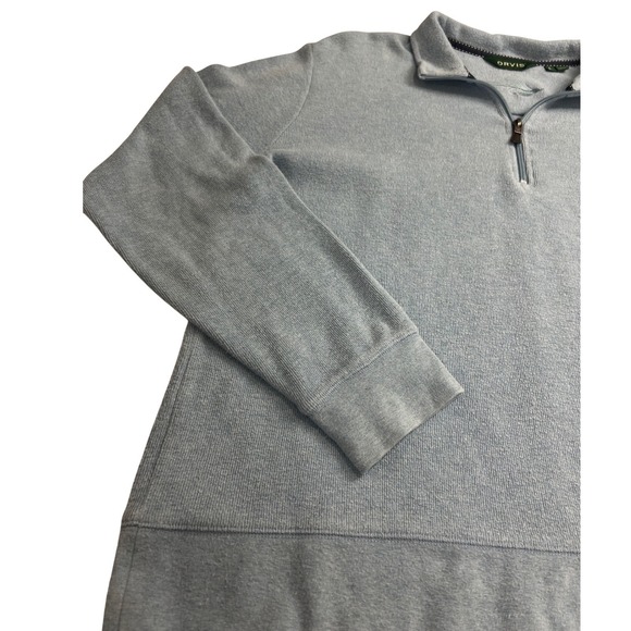 ORVIS Men's Large Light Blue 1/4 Zip Pullover Sweatshirt Embroidered Fish E12 - Picture 5 of 12